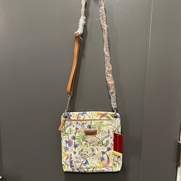 KOLTOV CROSSBODY BAG VEGAN LEATHER SECRET GARDEN/HONEY BUTTERFLIES AND FLOWERS - Picture 1 of 9